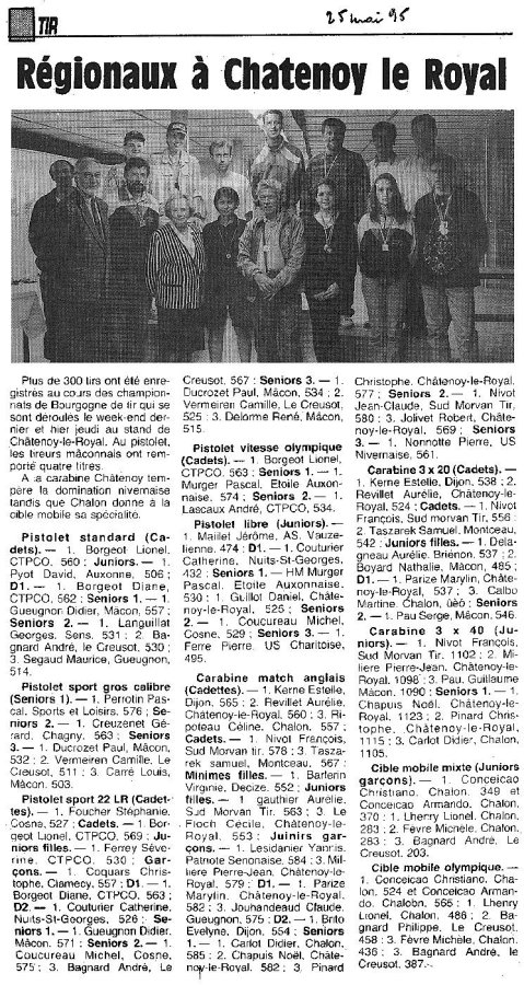 TIR Régionaux Châtenoy le Royal Le Journal de Saône et Loire le 25 mai 1995