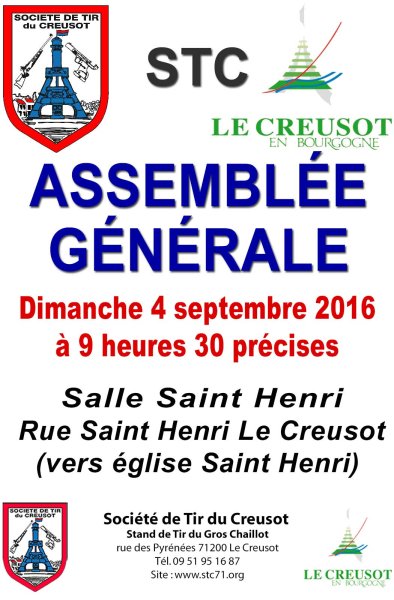 Assemblée Générale STC71 Dimanche 4 septembre 2015 à 9h30